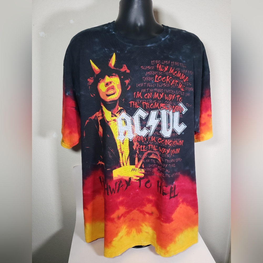 2006 Liquid Blue AC/DC Highway To Hell Tie Dye All Over Print T-Shirt 2XL